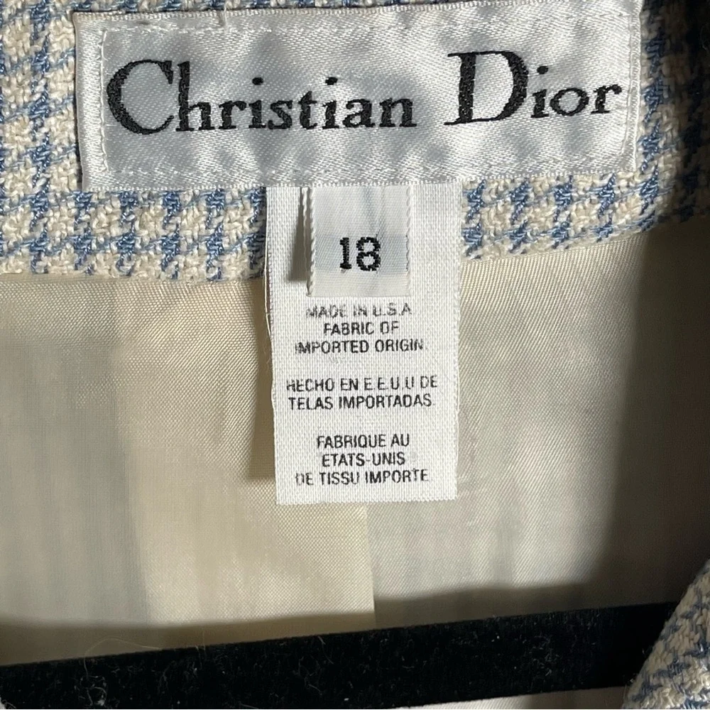 Christian Dior Vintage Houndstooth Double Breasted Blazer Jacket Size 18